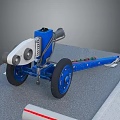 Heavy Duty Industrial Mobile Equipment With Blue Metal Frame And Large Wheels