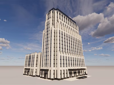 Modern High Rise Office Building With Classical Facade And Large Windows 3d model