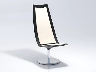 Modern Office Chair With Black Frame Cream Fabric Backrest And Metal Base 3d model