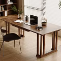Cozy Home Office Workspace With Wooden Desk Laptop Headphones Black Chair Bookshelf And Potted Plant