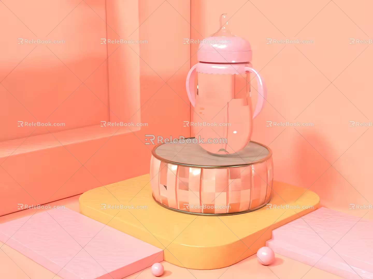 Cream Style Bottle Simple Scene 3d model