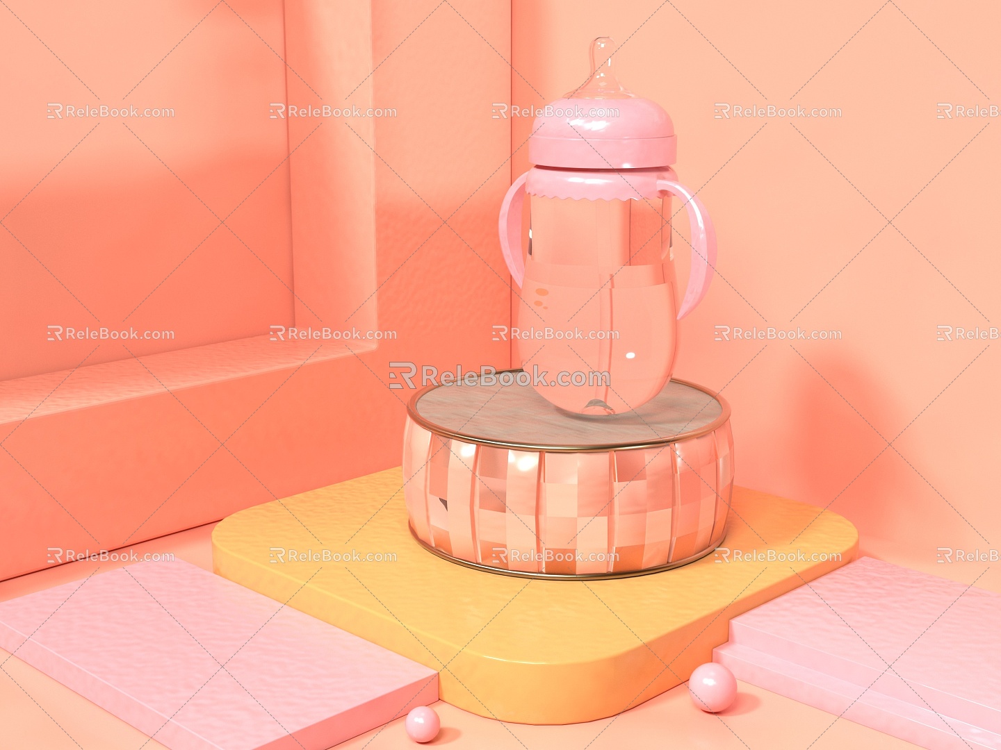 Cream Style Bottle Simple Scene model