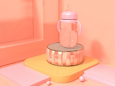 Cream Style Bottle Simple Scene model