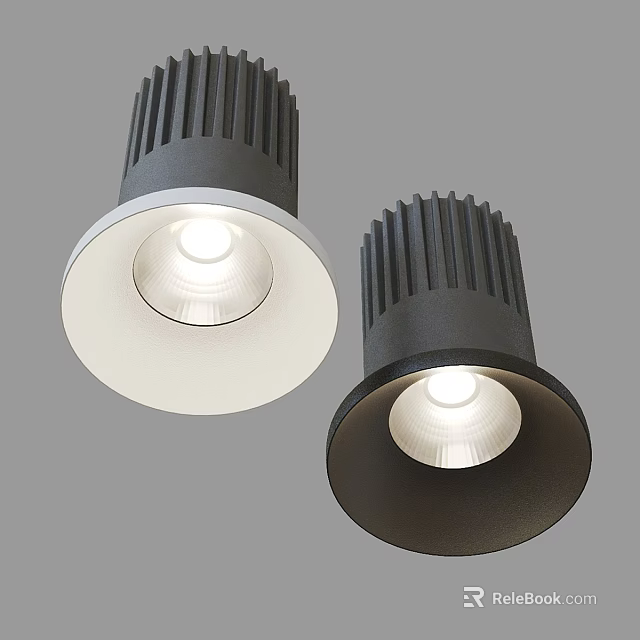 Sleek Modern Downlights and Spotlights with Black and White Design for Home Ceiling Lighting 3d model 