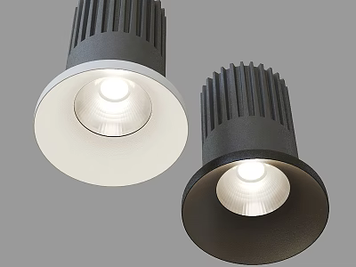 Sleek Modern Downlights and Spotlights with Black and White Design for Home Ceiling Lighting 3d model