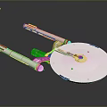 Spaceship Model White Circular Hull With Twin Cylindrical Engines Orange Accents And Detailed Structure