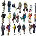 Travel figure backpack tourists outdoor fitness figure youth fashion men and women 3d model