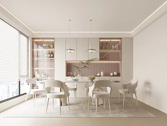 Modern Restaurant Cream Restaurant Dining Table and Chair Combination 3d model