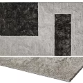 Modern Square Rug With Black Gray Textured Design For Home Interior Decor
