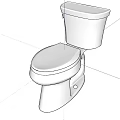 Modern White Ceramic Toilet in Clean Bright Bathroom With Tiled Floor