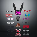 Stylish Apparel Accessories Collection With Glasses Masks Bow Ties And Star Pins
