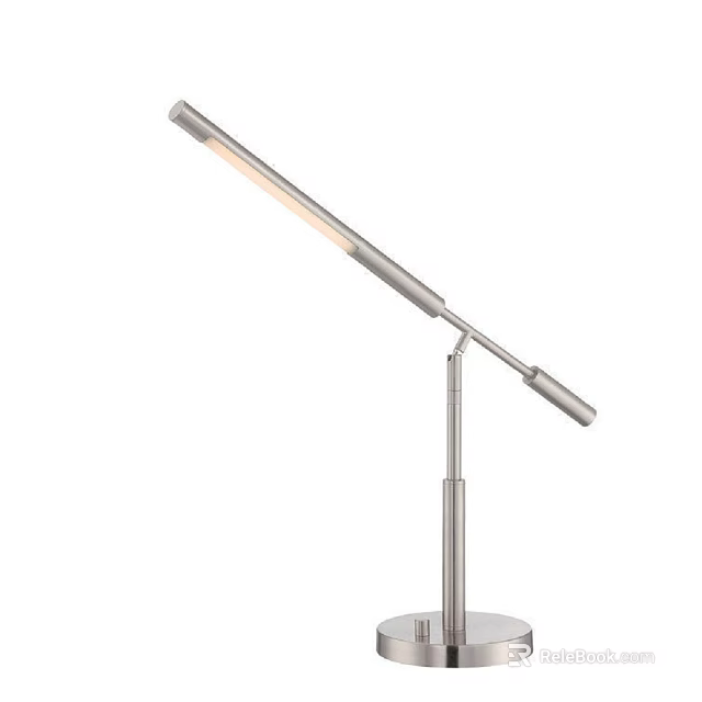 Modern Adjustable Table Lamp With Metal Arm Long Strip Light And Silver Base 3d model 