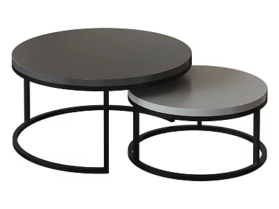 Modern Round Office Desks With Black And Gray Tabletops And Metal Frames 3d model