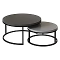 Modern Round Office Desks With Black And Gray Tabletops And Metal Frames