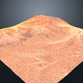 Orange Micro Terrain Model With Mountain And Gully Surface Texture 3d model