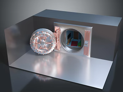 Heavy Duty Metal Safe With Open Circular Door And Secure Lock Mechanism 3d model