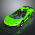 Vibrant Green Convertible Sports Car With Streamlined Body Black Interior And Rear Spoiler
