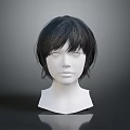 White Human Head Mannequin With Short Black Hair Displaying Clear Facial Features