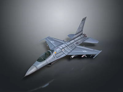 Modern Gray Fighter Jet With Cockpit Aerodynamic Wings And Missiles On Dark Background 3d model