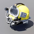Yellow Diving Helmet With Transparent Face Shield And Black Components 3d model