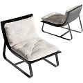 Modern Upholstered Leisure Chair with Black Metal Frame and White Cushioned Sleek Design