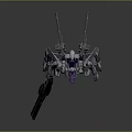 Futuristic Mech Warrior Robot With Detailed Armor And Long Weapon Structure
