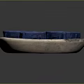 Set Of Six Glazed Blue Ceramic Cups On Decorative Textured Tray For Home Use