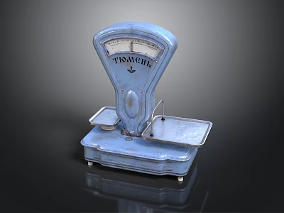 Vintage Blue TISAGHE Scale With Metal Trays And Retro Design 3d model