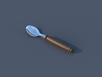 Durable Silver Metal Weapon With Brown Wooden Handle On Gray Background 3d model