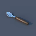 Durable Silver Metal Weapon With Brown Wooden Handle On Gray Background