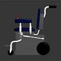 Heavy Duty Industrial Wheelchair with Blue Padded Seat Armrests and Durable Metal Frame