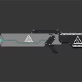 Futuristic Modern Weapon Design With Metallic Body Green Accents And Geometric Patterns