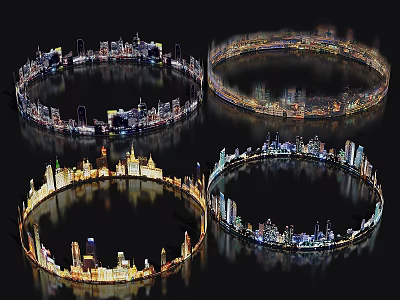 Innovative Garden Landscape With Circular Layout Night Lighting And Diverse Designs 3d model