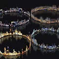 Innovative Garden Landscape With Circular Layout Night Lighting And Diverse Designs 3d model