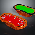 Red Green Felt Top Entertainment Tables With Poker Cards For Game Night Use