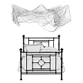 Classic Metal Double Bed Frame With Sheer Canopy And Intricate Design