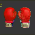 Pair of Shiny Red Everlast Boxing Gloves on Black Surface with Reflection