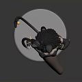 3D Anime Character Model With Cat Ears Tail And Black Bodysuit Standing On Round Base