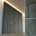 Modern Luxury Wall Decor With Geometric Upholstered Panels And Soft Lighting 3d model