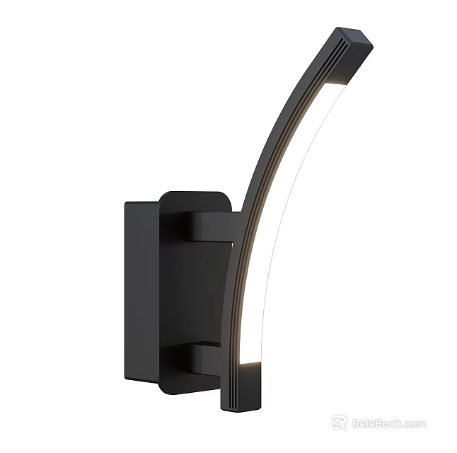 Modern Black Curved Wall Sconce With LED Lighting Fixture Design 3d model 