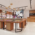 Optical Store Interior With Display Cabinets Wooden Counter And Eyeglass Frames 3d model