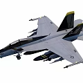 Gray Military Fighter Jet With Missiles On Wings Yellow Tail Fins US Insignia