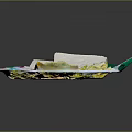 Chicken Shreds Meal With Sandwich Scrambled Eggs Corn And Cabbage On White Plate Green Napkin