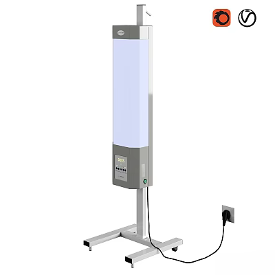 Floor Standing UV Disinfection Lamp With Control Panel Base Stand And Power Plug 3d model