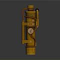 Golden Mechanical Device With Pressure Gauge Pipes And Metal Handle Detailed Design