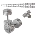 Silver Metal Dumbbells For Fitness Training With Weight Plates And Different Sizes