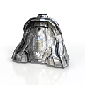 Sci Fi Character Helmet Featuring Metallic Streamlined Mechanical Structure And Reflective Base 3d model