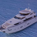 Luxury Yacht Sailing On Calm Sea At Sunset