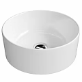 Elegant Modern White Round Ceramic Countertop Wash Basin With Silver Drain