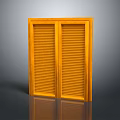 Yellow Wooden Double Louvered Door with Classic Stylish Design and Smooth Finish